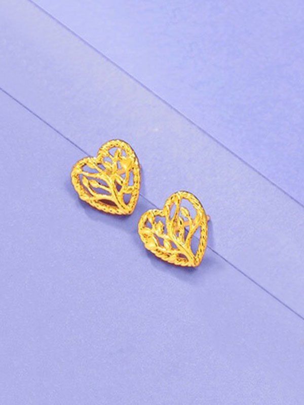 

Hollow Tree Heart Shape Gold Plated Earrings, Golden