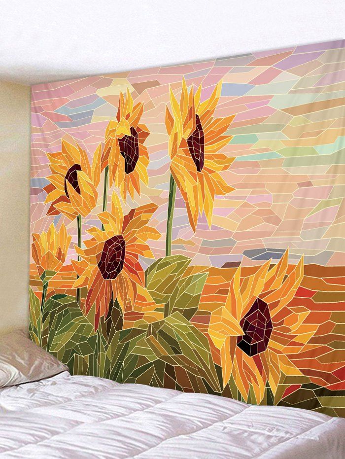 

Patchwork Sunflower Printed Wall Tapestry, Orange gold