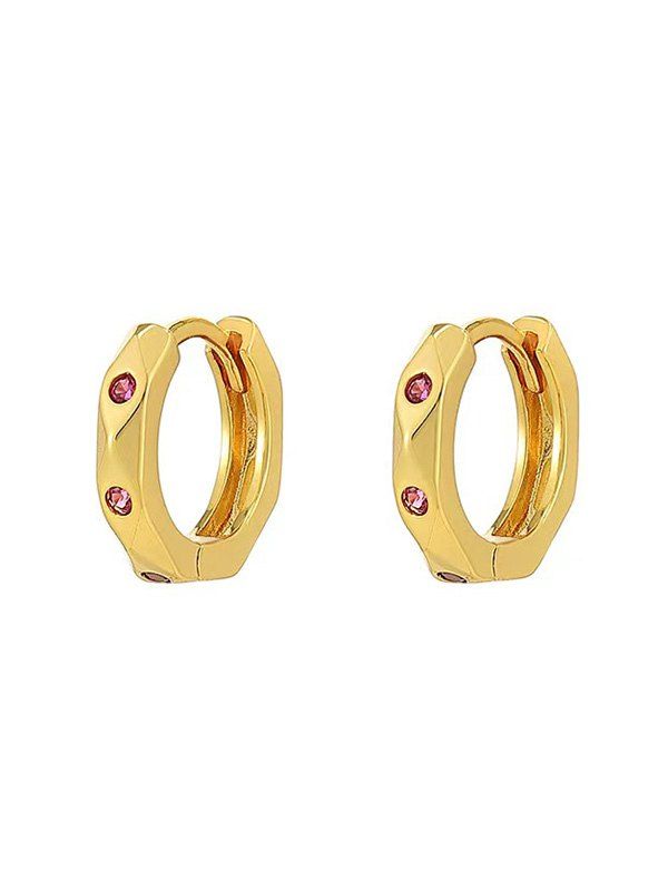 

Zircon Inlaid Small Hoop Earrings, Golden