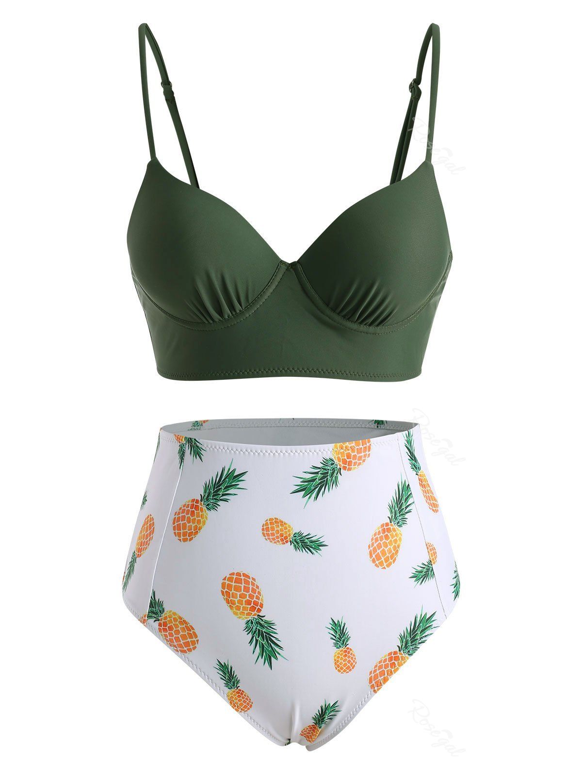 Chic Pineapple Print Moulded Mix and Match Bikini Swimwear  