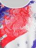 Plus Size Paisley American Flag Sheer Lace Tunic Tee -  