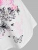 T-shirt Tunique Fleuri à Imprimé Papillon de Grande Taille - Blanc 4X