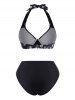 Daisy Print Ruffle Moulded Belted Bikini Swimwear -  