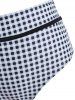 Maillot de Bain Bikini Bandeau à Taille Haute en Vichy - Noir XL