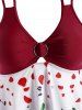 Plus Size Valentine Flower Dual Strap Skirted Modest Tankini Swimwear -  