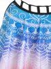 Ensemble de Tankini Découpé à Imprimé Feuille à Ourlet Pointu - Multi XXXL