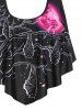 Ensemble de Tankini Matelassé à Imprimé Lune Hibou - Noir XXL