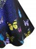 T-shirt Galaxie Papillon de Grande Taille à Manches Raglan à Col V - Multi 5X