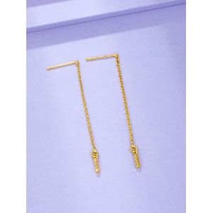 

Zircon Inlaid Golden Linear Drop Earrings