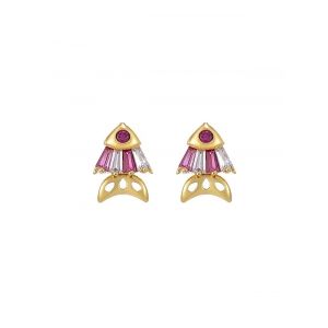 

Fish Shape Rhinestone Stud Earrings, Ruby red