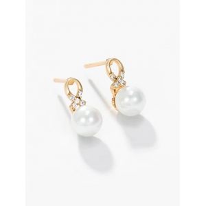 

Faux Pearl Criss Cross Stud Earrings, Golden