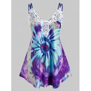 

Plus Size Tie Dye Applique Insert Cami Tank Top, Multi