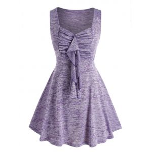 

Plus Size Ruffle Space Dye Ruched Tank Top, Purple