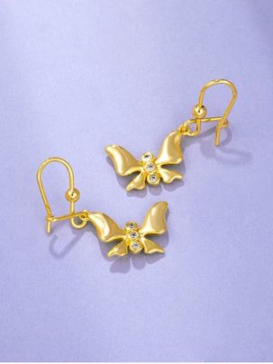 Butterfly Pendant Rhinestone Inlaid Hook Earrings