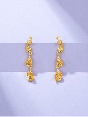 Chinese Phoenix Cut Out Stud Earrings