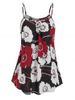 Flower Printed Pleated Cami Tank Top -  