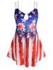 Plus Size Flower American Flag Keyhole Backless Cami Top -  