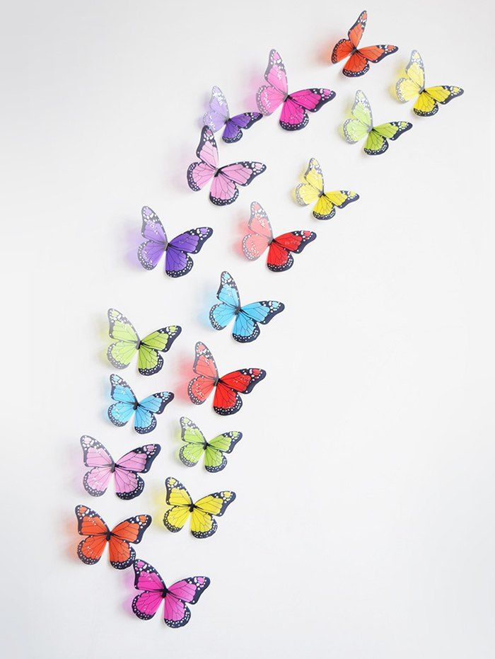 

3D Colorful Butterfly Wall Decorative Stickers Set, Multi