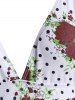 Flower Polka Dot Criss Cross O Ring Backless One-piece Swimsuit -  