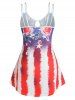 Plus Size Flower American Flag Keyhole Backless Cami Top -  