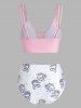Unicorn Mermaid Print Strappy Criss-cross Bikini Set -  