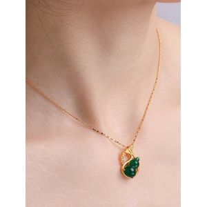

Gourd Pendant Hollow Gold Plated Necklace, Golden