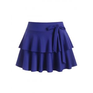 

Tie Layered Flounce Skirted Swim Bottom, Deep blue