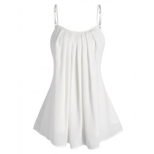 

Curved Hem Pleated Cami Top, White