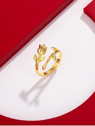 Flower Shape Gold Plated Open Ring