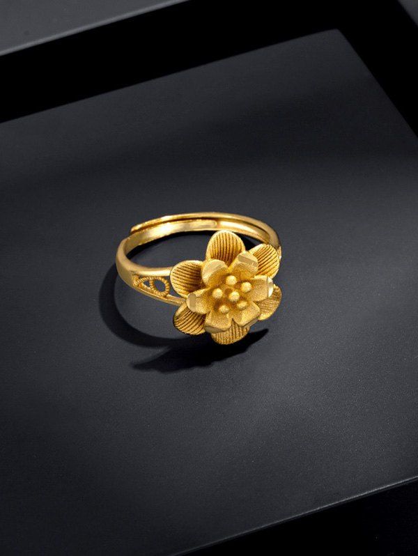 

Gold Plated Layers Flower Open Ring, Golden