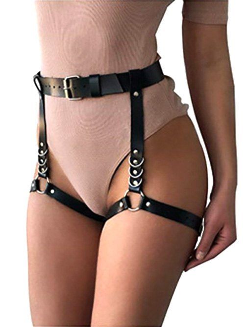 

Punk Thigh Suspenders Buckle Belt, Black