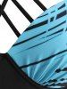Maillot de Bain Bikini Push-Up Dos-Nu à Imprimé Abstrait Grande-Taille - Bleu clair 4X