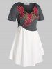 Plus Size Flower Applique Cropped Tee and Trapeze Camisole Set -  