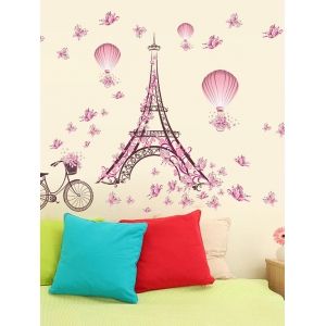 

Butterfly Balloon Eiffel Tower Bicycle Pattern Wall Sticker, Multi a