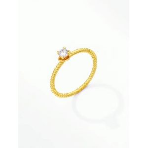 

Zircon Inlaid Gold Plating Twist Ring, Golden