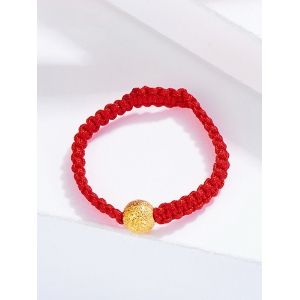 

Crochet Textured Golden Ball Ring, Red