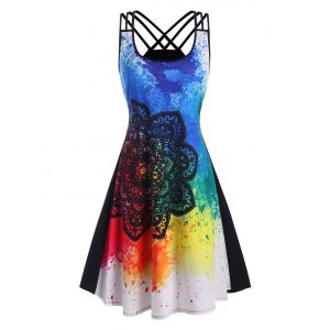 

Splatter Paint Galaxy Printed Strappy Back Dress, Multi