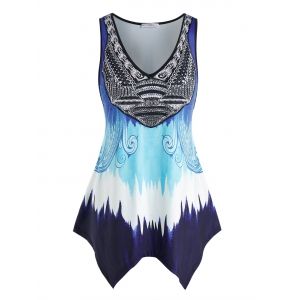 

Plus Size Handkerchief Tie Dye Tank Top, Multi