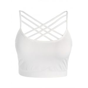 

Plus Size Crisscross Strappy Sports Crop Top, White