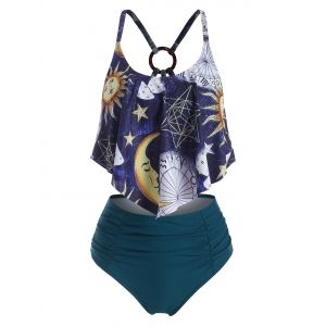 

Sun Star Galaxy Flounces High Waisted Tankini Swimwear, Multi