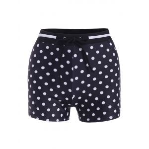 

Polka Dot Drawstring Swim Boyshorts, Black