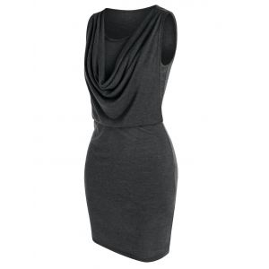 

Cowl Layers Bodycon Mini Dress, Dark gray