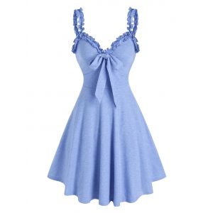 

Bowknot Ruffles Fit And Flare Dress, Light blue
