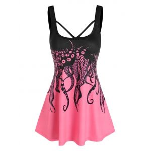 

Casual Octopus Print Swing Tank Top, Light pink