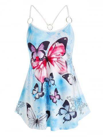 Plus Size Butterfly Printed Cami Tank Top
