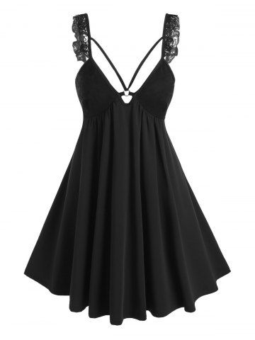 Vestido de salón de tiras de corte bajo - BLACK - L