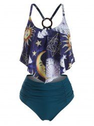 Sun Star Galaxy Flounces High Waisted Tankini Swimwear -  
