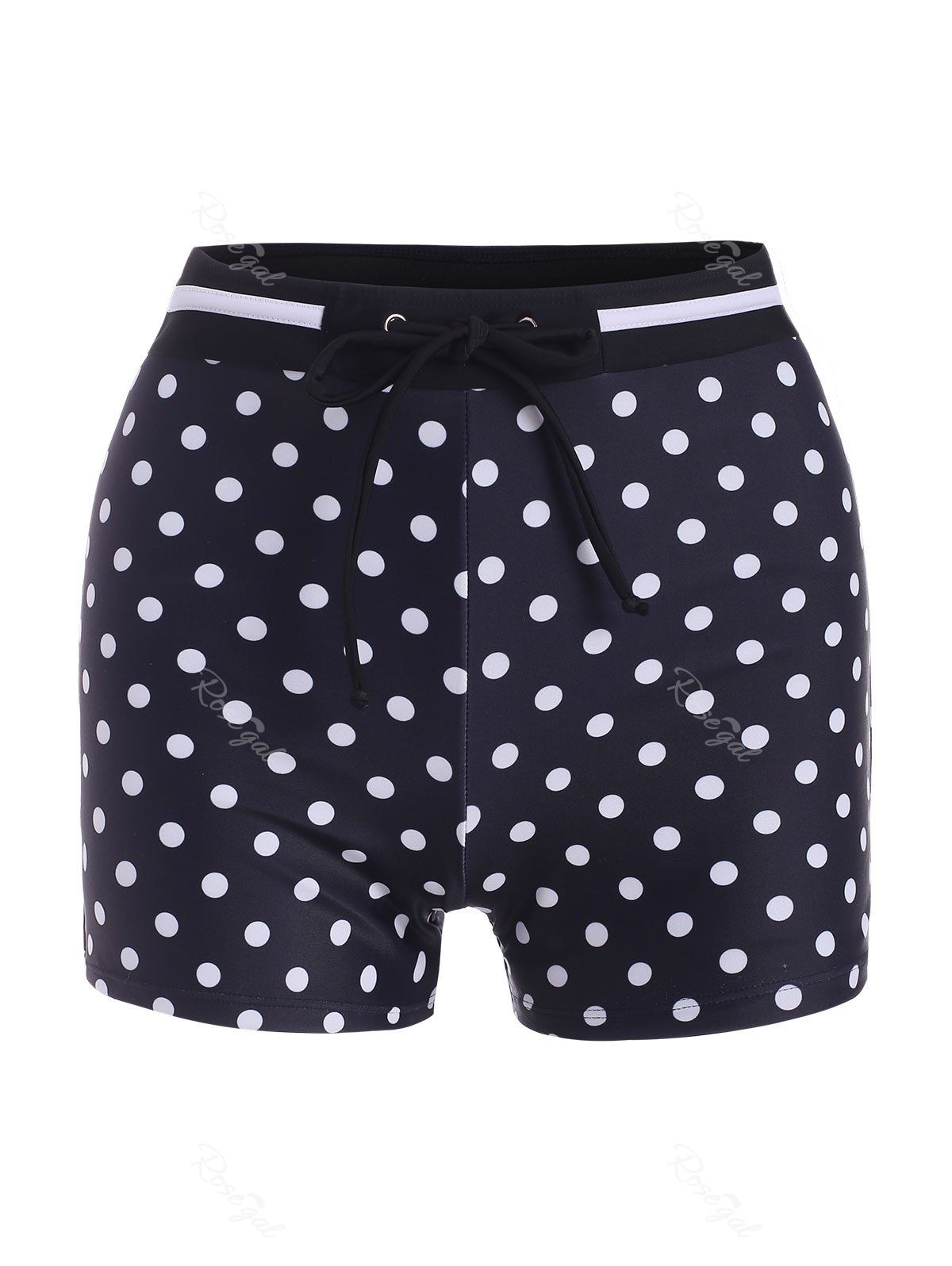 Trendy Polka Dot Drawstring Swim Boyshorts  