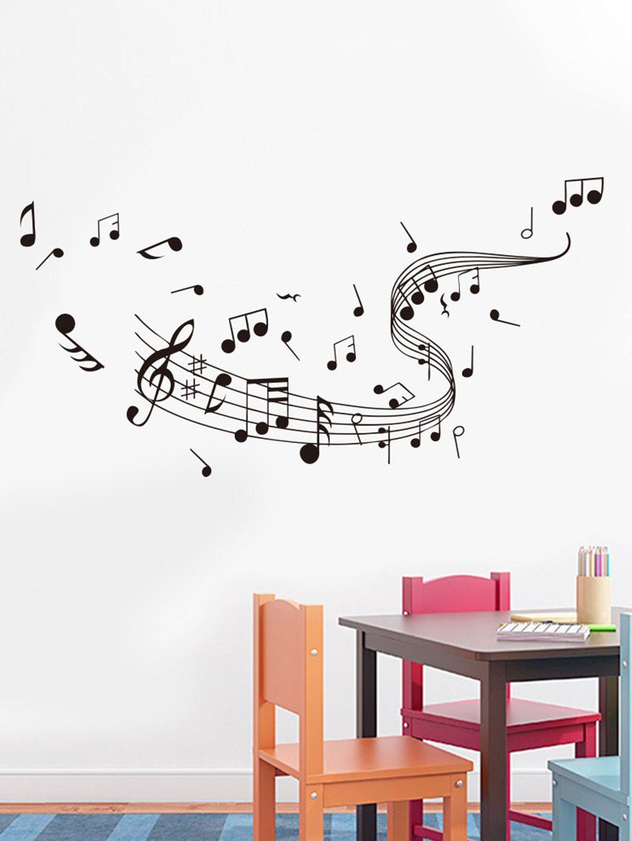 

2Pcs Musical Notation Decorative Wall Sticker, Black
