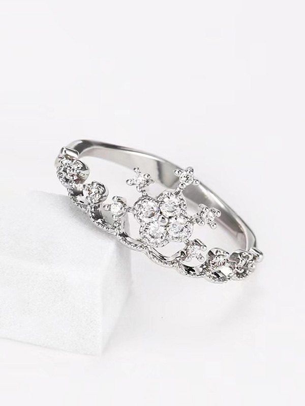 

Hollow Crown Shape Rhinestone Ring, Silver